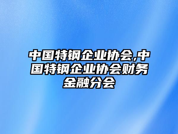 中國(guó)特鋼企業(yè)協(xié)會(huì),中國(guó)特鋼企業(yè)協(xié)會(huì)財(cái)務(wù)金融分會(huì)