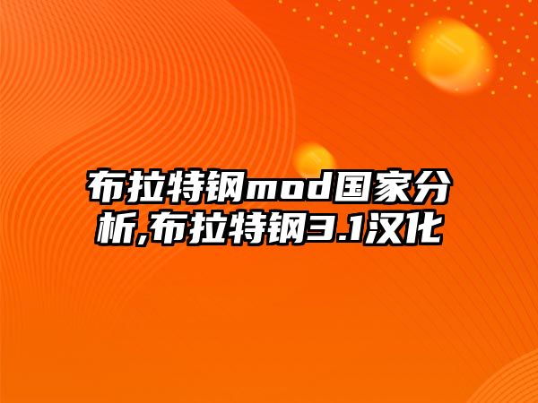 布拉特鋼mod國(guó)家分析,布拉特鋼3.1漢化