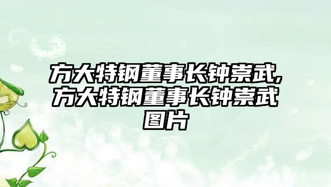 方大特鋼董事長(zhǎng)鐘崇武,方大特鋼董事長(zhǎng)鐘崇武圖片