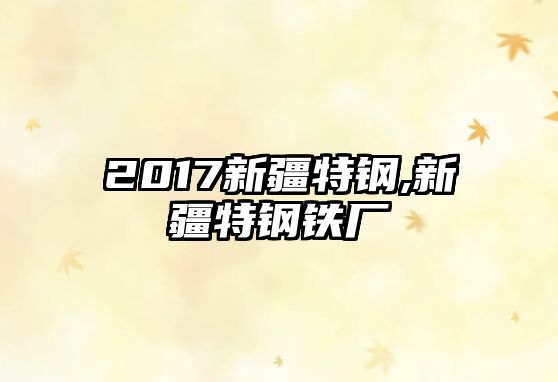 2017新疆特鋼,新疆特鋼鐵廠