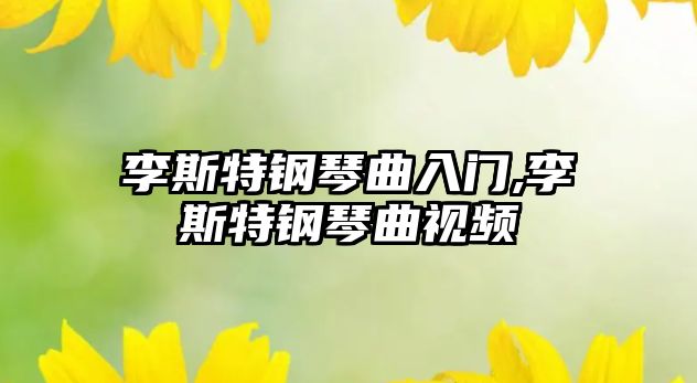 李斯特鋼琴曲入門,李斯特鋼琴曲視頻