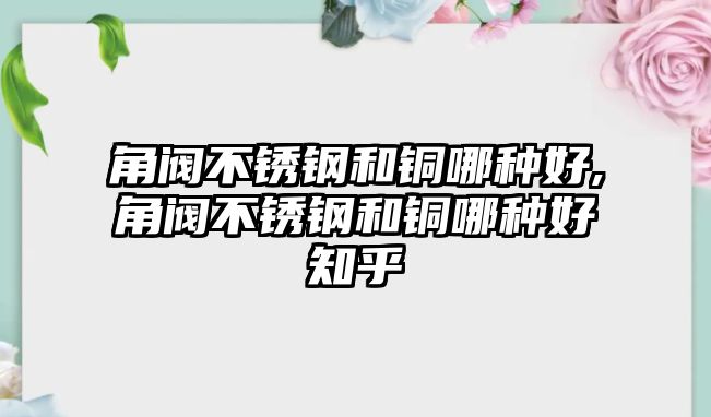 角閥不銹鋼和銅哪種好,角閥不銹鋼和銅哪種好知乎