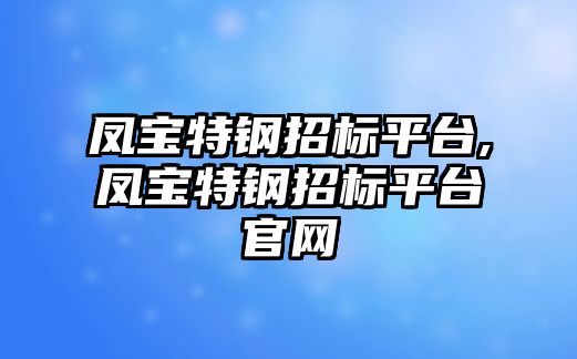 鳳寶特鋼招標(biāo)平臺,鳳寶特鋼招標(biāo)平臺官網(wǎng)