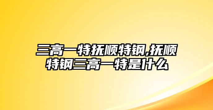 三高一特?fù)犴樚劁?撫順特鋼三高一特是什么