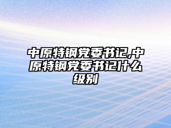 中原特鋼黨委書記,中原特鋼黨委書記什么級別