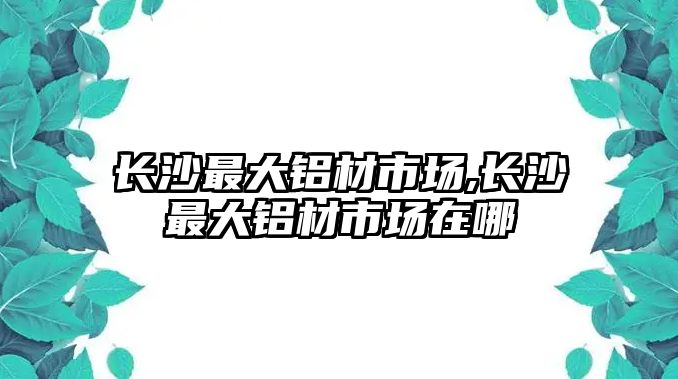 長沙最大鋁材市場,長沙最大鋁材市場在哪