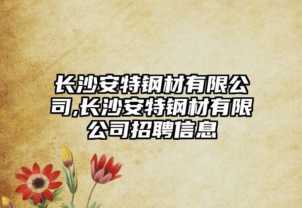 長(zhǎng)沙安特鋼材有限公司,長(zhǎng)沙安特鋼材有限公司招聘信息