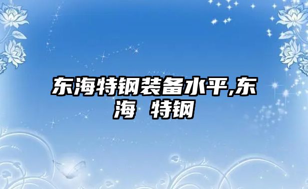 東海特鋼裝備水平,東海 特鋼