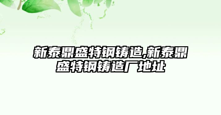 新泰鼎盛特鋼鑄造,新泰鼎盛特鋼鑄造廠地址