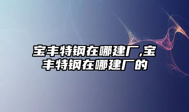 寶豐特鋼在哪建廠,寶豐特鋼在哪建廠的