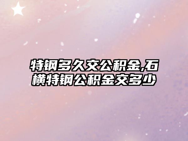 特鋼多久交公積金,石橫特鋼公積金交多少