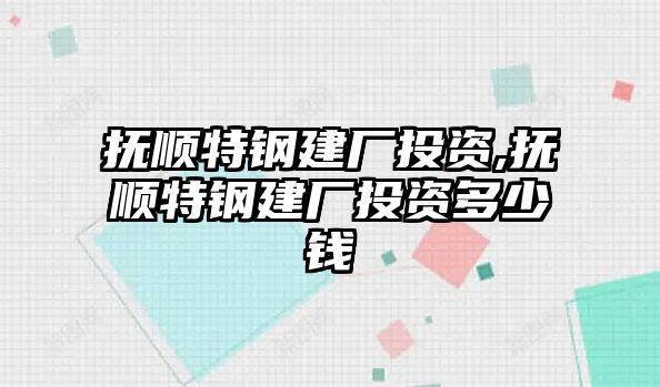 撫順特鋼建廠投資,撫順特鋼建廠投資多少錢