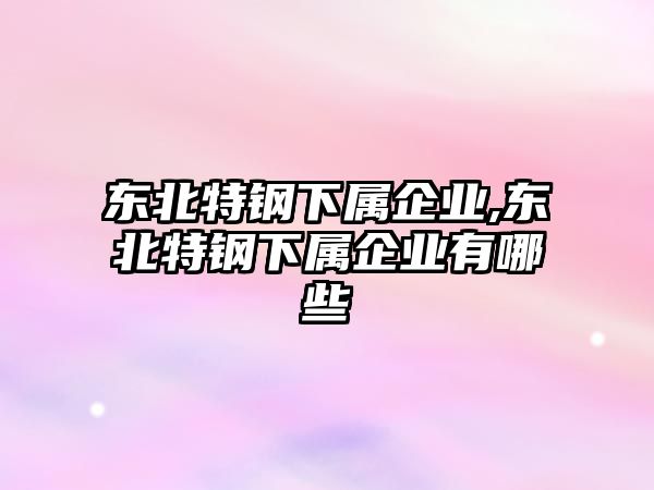 東北特鋼下屬企業(yè),東北特鋼下屬企業(yè)有哪些