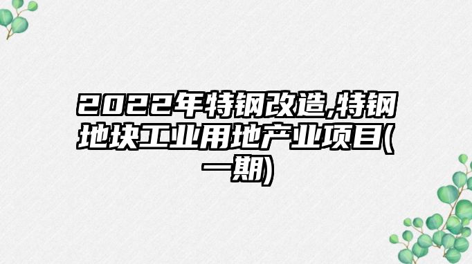 2022年特鋼改造,特鋼地塊工業(yè)用地產(chǎn)業(yè)項(xiàng)目(一期)