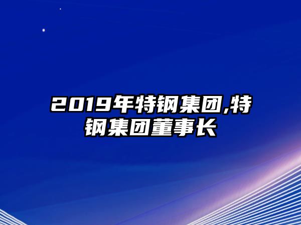 2019年特鋼集團,特鋼集團董事長