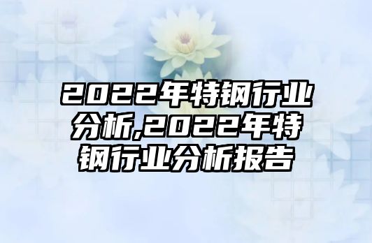 2022年特鋼行業(yè)分析,2022年特鋼行業(yè)分析報告